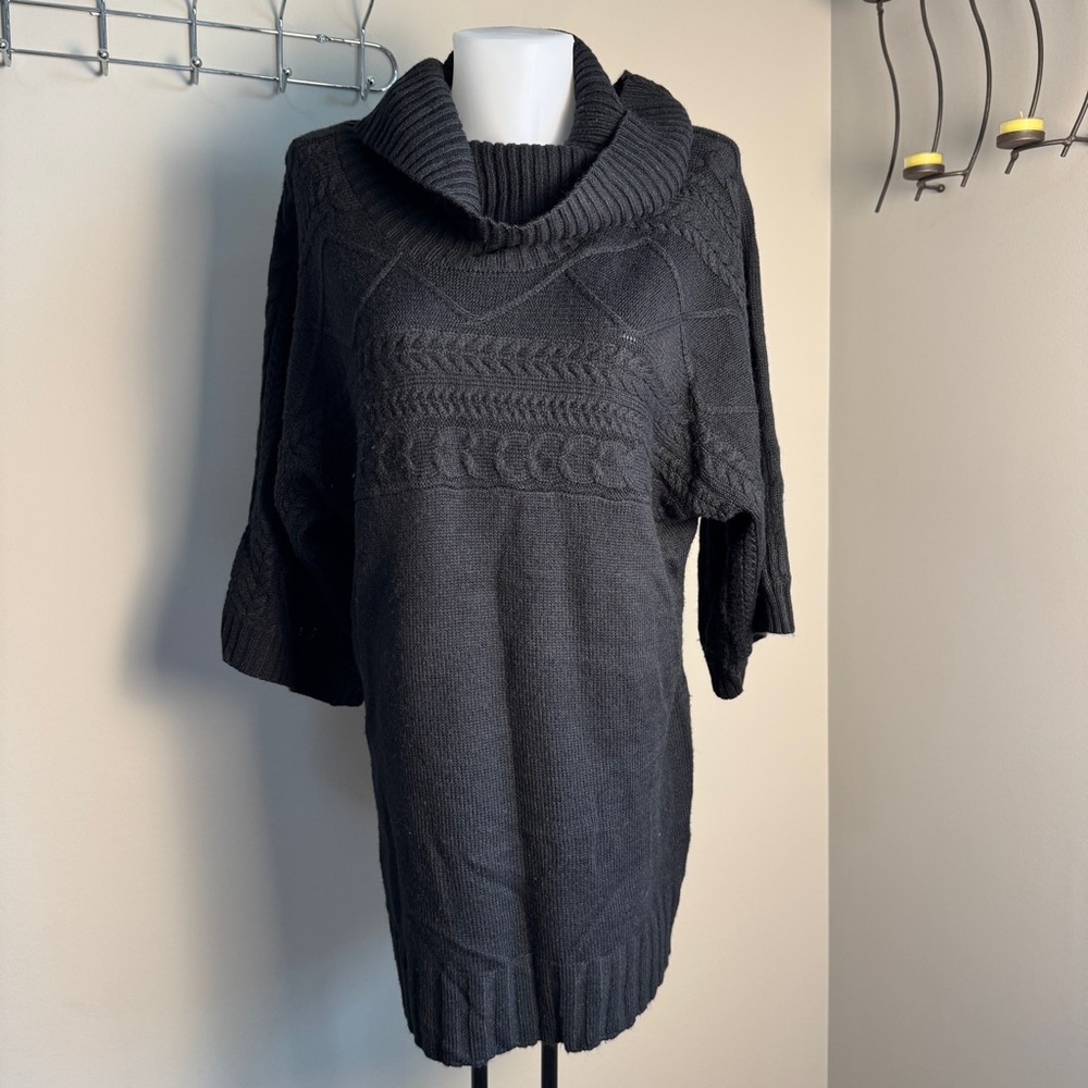 Lane Bryant Womens 1/2 Sleeve Cowl Neck Sweater Black‎ Size 14/16W Career Office